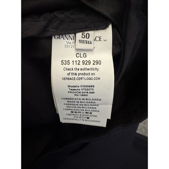 Versace Collection Mens Size 50 (34x28) Navy Wool Straight Dress Pants - Picture 6 of 9